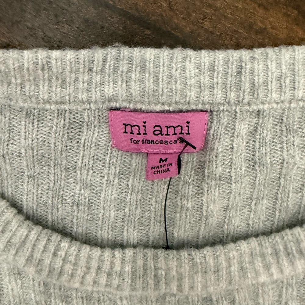 Francesca Miami Light Gray Ribbed Sweater - Picture 4 of 6